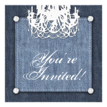 Denim n Diamonds Wedding Invitation Chandelier Lt