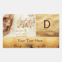 DENTAL CLINIC ,DENTIST MONOGRAM ,Antique Parchment Rectangle Sticker