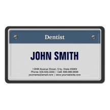 Dentist Cool Car License Plate Business Card Template