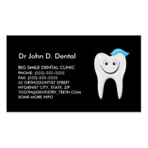 Dentist dental business card with happy tooth