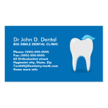 Dentist dental business card with toothpaste tooth