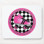 Derby Chicks Roll With It - Hot Pink Black White Mousepad