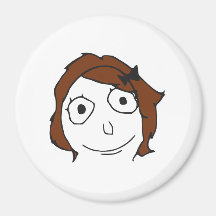 Derpina Brown Hair Rage Face Meme Fridge Magnet