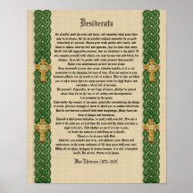 Desiderata "desired things", prose Celtic Knot bor Print