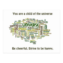 Desiderata Motivational Word Cloud Postcard