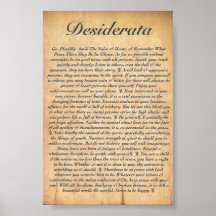 DESIDERATA on Embossed Wood Paper Print