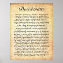 DESIDERATA on Fossilised Wood Paper Poster