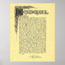 DESIDERATA Poem=Max Ehrmann=Parchment Collection Posters