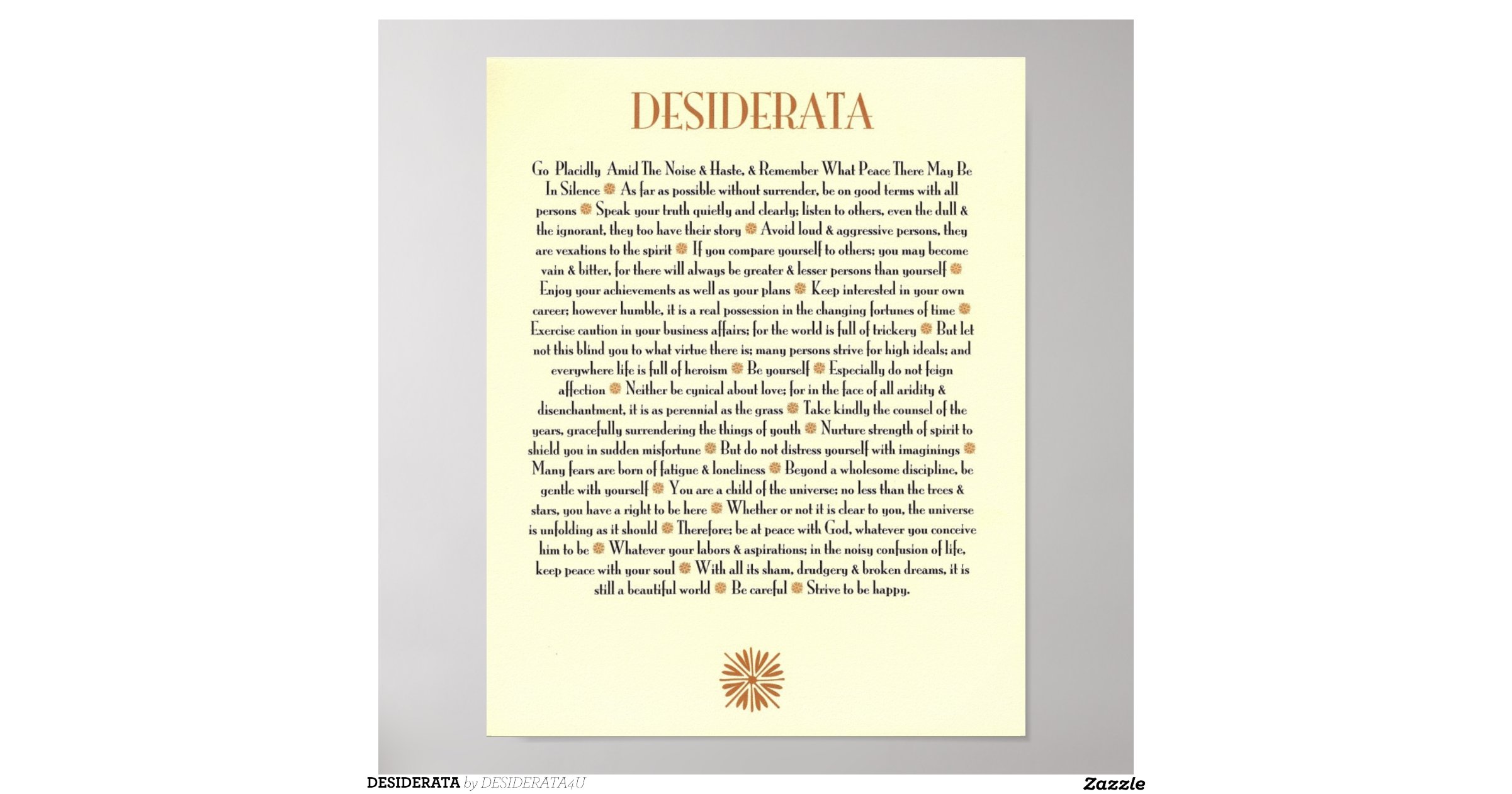 DESIDERATA POSTER Zazzle