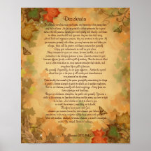 Desiderata prose on parchment Fall colours Poster