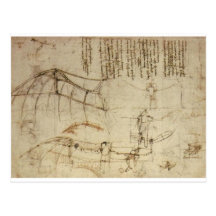 Design for a Flying Machine by Leonardo Da Vinci Post Card