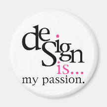 Design is... (pink) refrigerator magnets