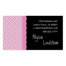 Designer Pink Pattern and Lace For Her Template Business Card