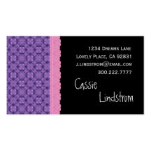 Designer Purple Pattern Pink Lace For Her Template Business Card Template
