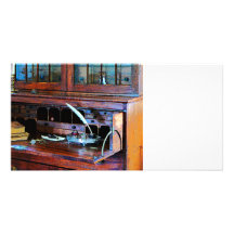 Desk With Quill and Books Photo Cards