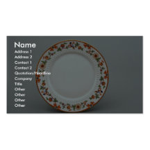 Dessert plate with colourful flower designs business cards