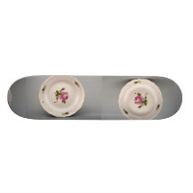 Dessert plate with colourful flower designs skateboards