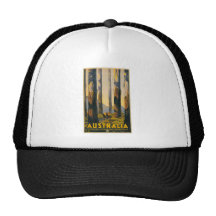 Destination Australia Travel Poster  Cap Trucker Hats