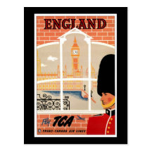 Destination: England Travel Poster Postcard