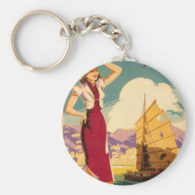 Destination: Hong Kong Retro Graphic Key Chain