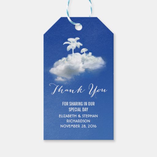 Destination wedding - beach scene thank you TAGS Pack Of Gift Tags ...