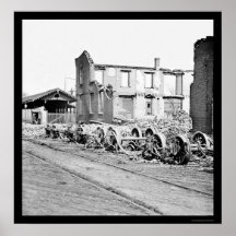 Destruction of the Rail Station in Richmond 1865 Print