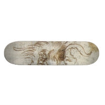 Detail from a study of a dragon costume. skate board deck