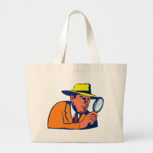 detective looking with magnifying glass bags
