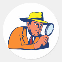 detective looking with magnifying glass stickers