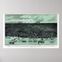 Detroit MI Panoramic Map DIGITALLY REMASTERED Poster