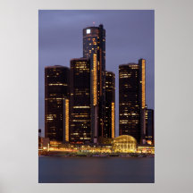 Detroit Renaissance Centre At Dusk Poster