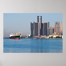 Detroit River Skyline Posters