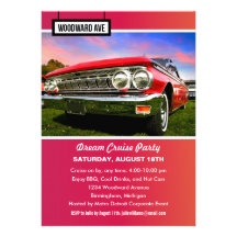 Detroit Woodward Dream Cruise Party Invitation