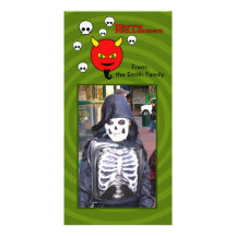 Devil and skulls personalised photo card