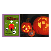 Devil and skulls photo greeting card