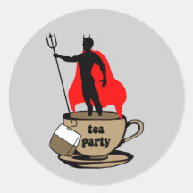 Devil anti tea party round stickers