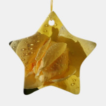 Dew Drop Yellow Rose Christmas Tree Ornament
