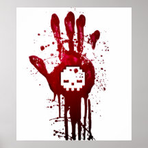 DHbloodyHAND2pixelSKULL2 Print