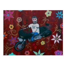 Dia de los Muertos Harley Biker Postcards