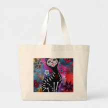 Dia de los Muertos Meow Cat by Prisarts Canvas Bag