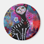 Dia de los Muertos Meow Cat by Prisarts Fridge Magnet
