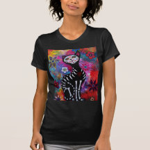 Dia de los Muertos Meow Cat by Prisarts T-shirts