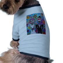 DIA DE LOS MUERTOS WEDDING DOGGIE T-SHIRT