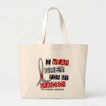 Diabetes I Wear Grey For My Grandson 37 Bag