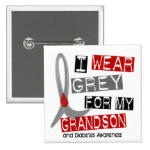 Diabetes I Wear Grey For My Grandson 37 Buttons