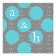 Diagonal Circles - Save The Date Blue & Grey Custom Invite