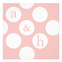 Diagonal Circles - Save The Date Pink & Grey Announcements