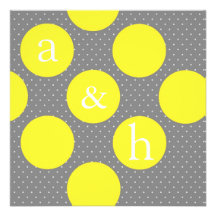 Diagonal Circles - Save The Date Yellow & Grey Announcements