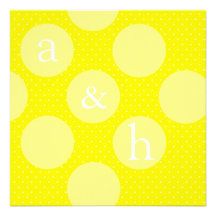 Diagonal Circles - Save The Date Yellow & Grey Personalised Invite
