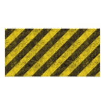 Diagonal Construction Hazard Stripes Photo Card Template